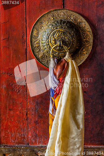 Image of Door gate handle of Thiksey gompa Tibetan Buddhist monastery