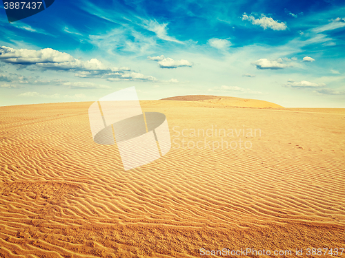 Image of White sand dunes on sunrise, Mui Ne, Vietnam