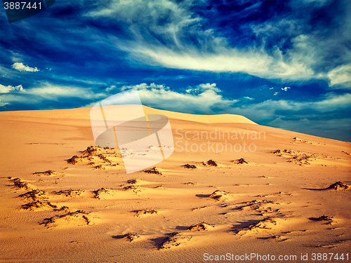 Image of White sand dunes on sunrise, Mui Ne, Vietnam