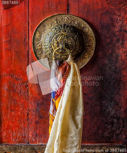 Image of Door gate handle of Thiksey gompa Tibetan Buddhist monastery