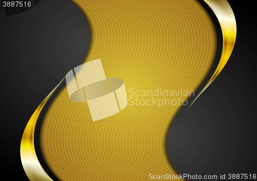 Image of Bright corporate golden and black wavy background