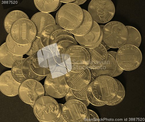 Image of Dollar coins 1 cent wheat penny cent - vintage