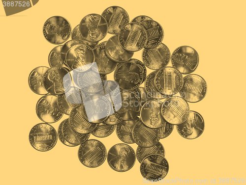 Image of Dollar coins 1 cent wheat penny cent - vintage