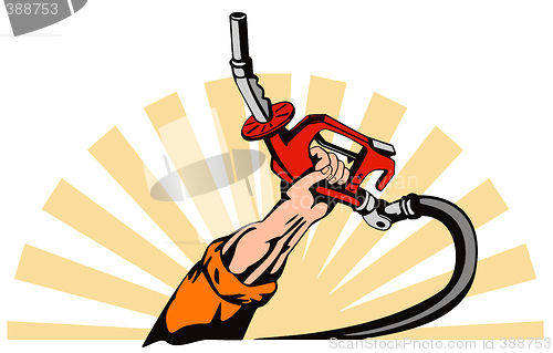 Image of Hand with gasoline pump