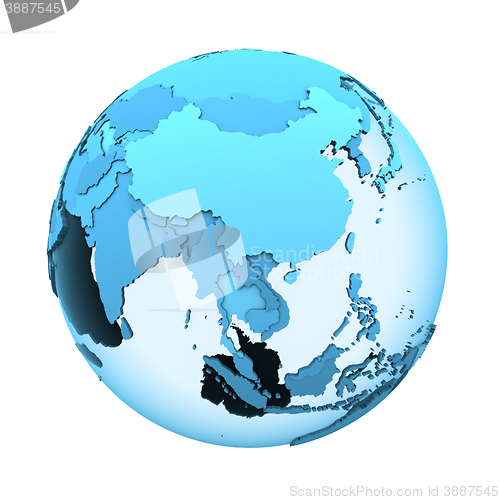 Image of Southeast Asia on translucent Earth