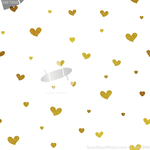 Image of Gold glitter background with hearts