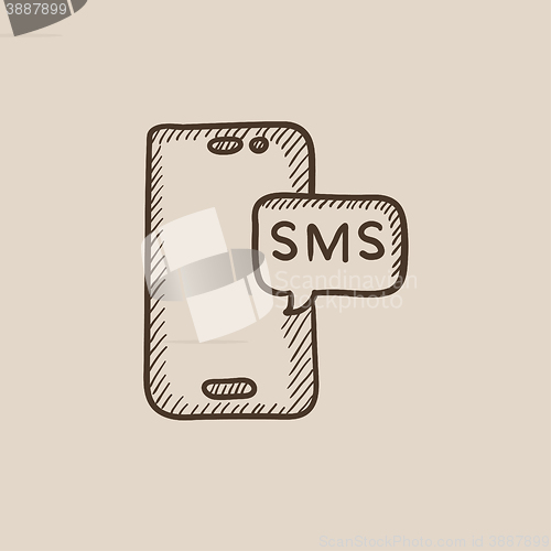 Image of Smartphone with message sketch icon.