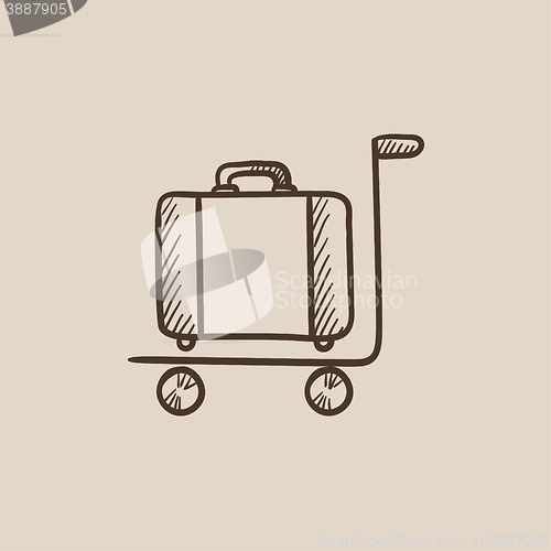 Image of Luggage on trolley sketch icon.