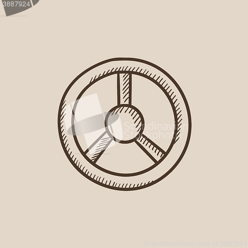 Image of Steering wheel sketch icon.
