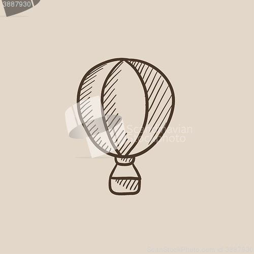 Image of Hot air balloon sketch icon.