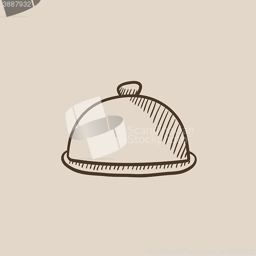 Image of Restaurant cloche sketch icon.