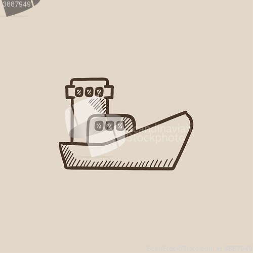 Image of Cargo container ship sketch icon.
