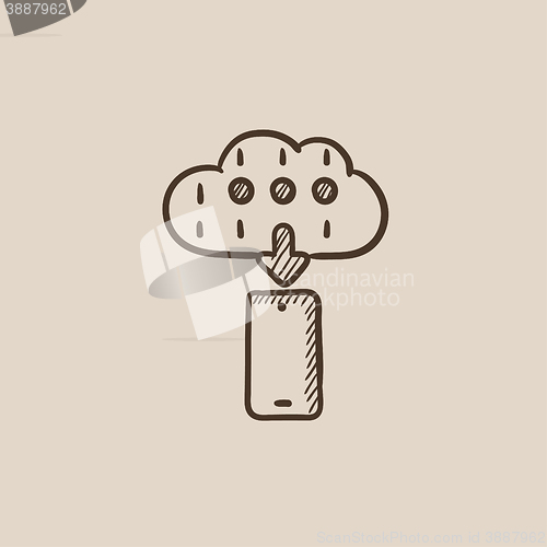 Image of Cloud computing sketch icon.