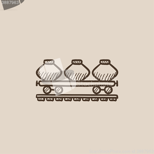 Image of Cargo wagon sketch icon.