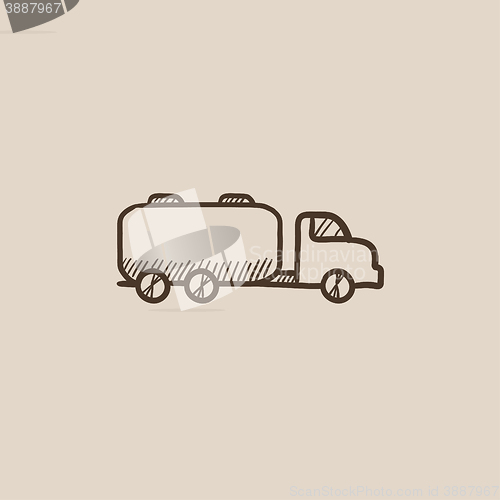 Image of Truck liquid cargo sketch icon.