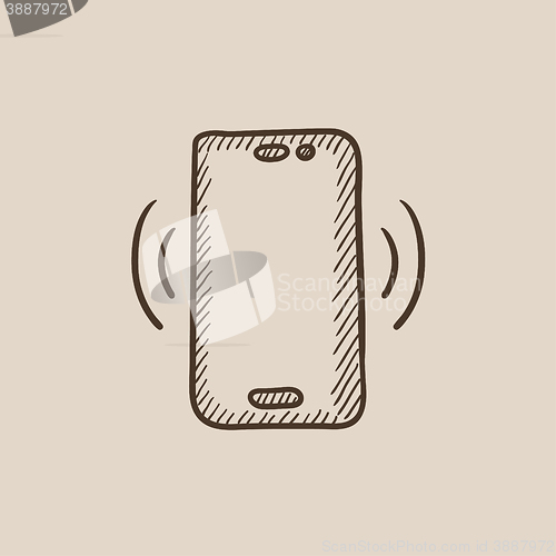 Image of Vibrating phone sketch icon.
