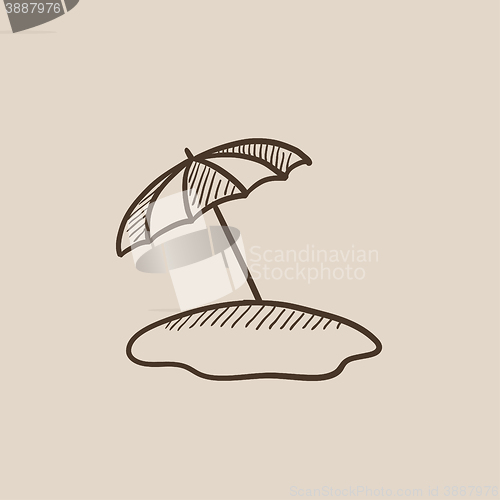 Image of Beach umbrella sketch icon.