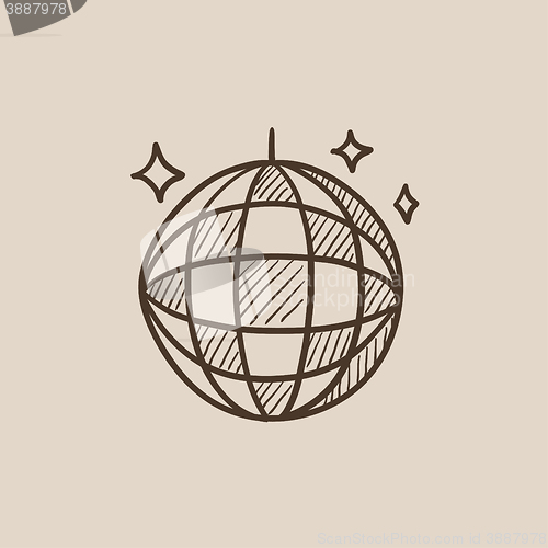 Image of Disco ball sketch icon.