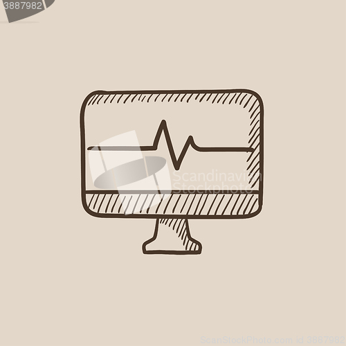 Image of Heart beat monitor sketch icon.