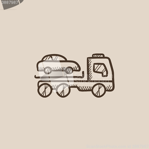 Image of Car towing truck sketch icon.