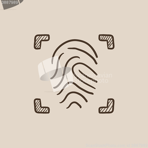 Image of Fingerprint scanning sketch icon.