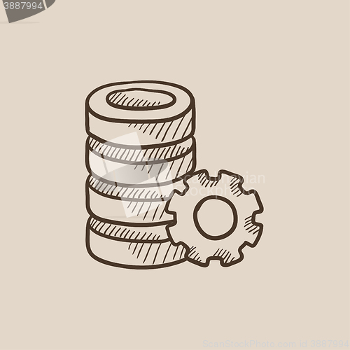 Image of Server with gear sketch icon.