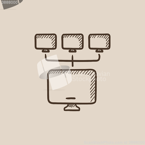 Image of Computer network sketch icon.