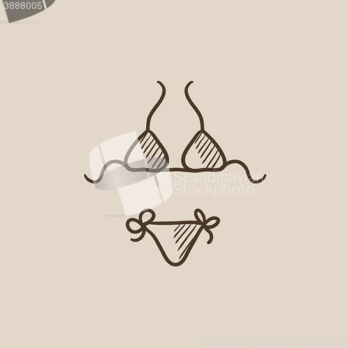 Image of Swimsuit for women sketch icon.