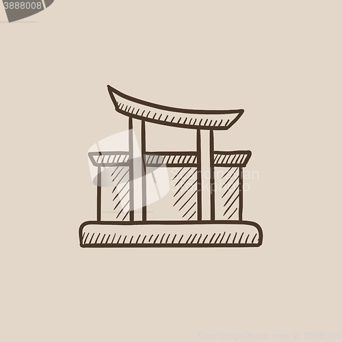 Image of Torii gate sketch icon.