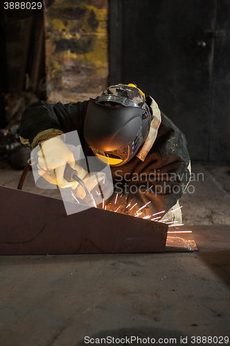 Image of worker welding metal