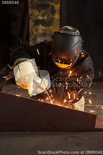 Image of worker welding metal