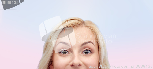 Image of happy young woman or teenage girl face