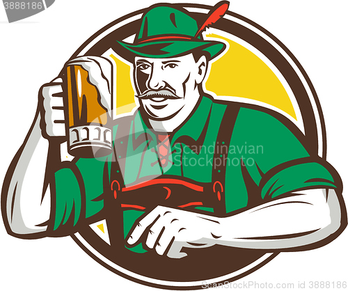 Image of Oktoberfest Bavarian Beer Drinker Circle Retro