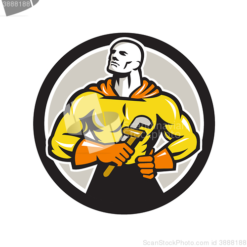 Image of Plumber Superhero Monkey Wrench Circle Retro