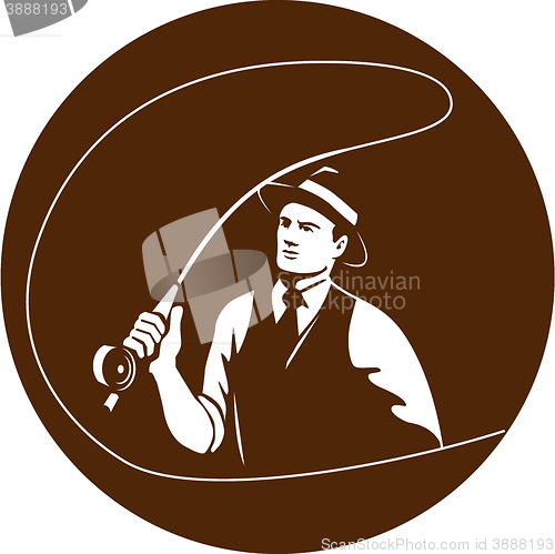 Image of Mobster Gangster Fly Fisherman Circle Retro