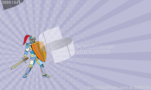 Image of Business card Knight Full Armor With Sword Defending Mosaic