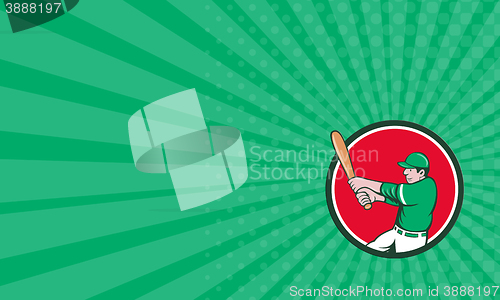 Image of Business card Baseball Player Batter Swinging Bat Circle Cartoon