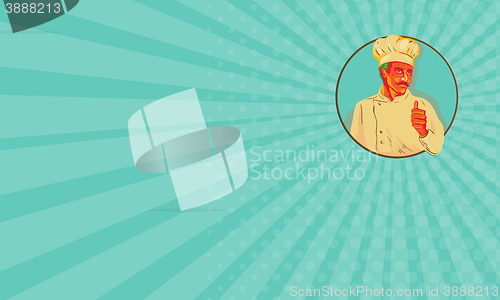 Image of Business card Chef With Mustache Thumbs Up Circle WPA