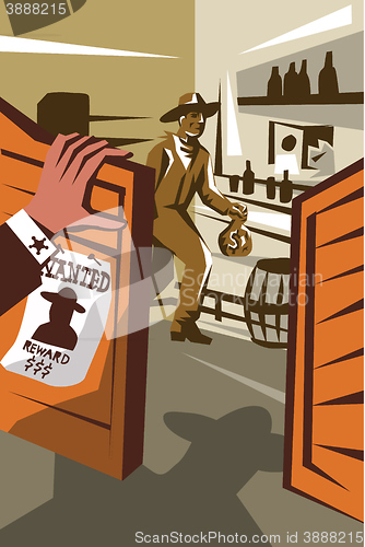 Image of Cowboy Robber Stealing Saloon Poster