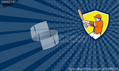 Image of Business card Baseball Player Batter Swinging Bat Crest Cartoon