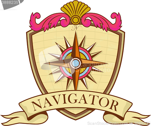 Image of Compass Navigator Coat of Arms Crest Retro