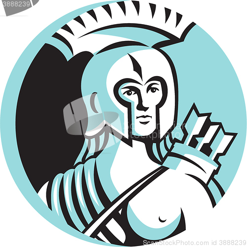 Image of Female Spartan Warrior Circle Retro