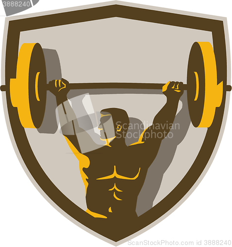 Image of Weightlifter Lifting Barbell Crest Retro