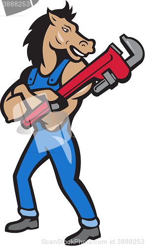 Image of Horse Plumber Monkey Wrench Standing Cartoon