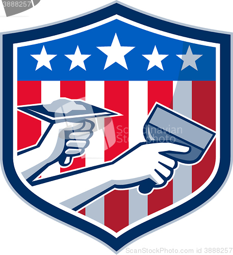 Image of Drywall Repair Service American Flag Shield Retro