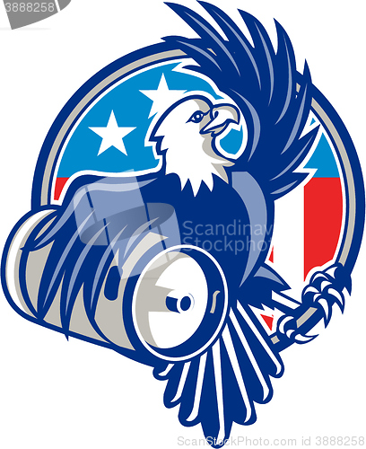 Image of American Bald Eagle Beer Keg Flag Circle Retro