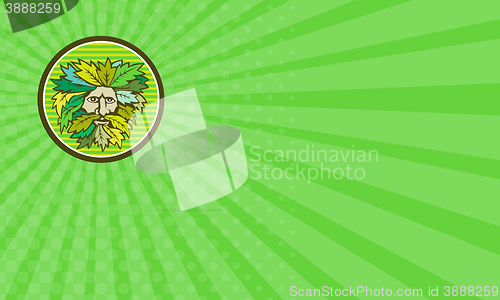 Image of Business card Green Man Foliate Head Circle Retro