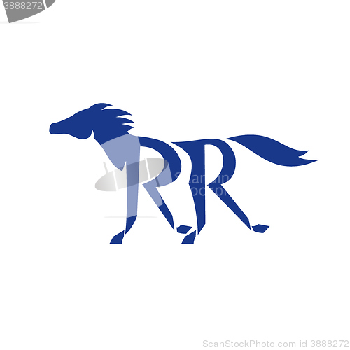 Image of Blue Horse Silhoutte RR Legs Running Retro