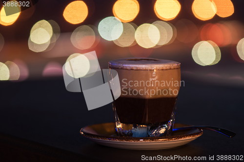 Image of Latte coffee with bokeh background