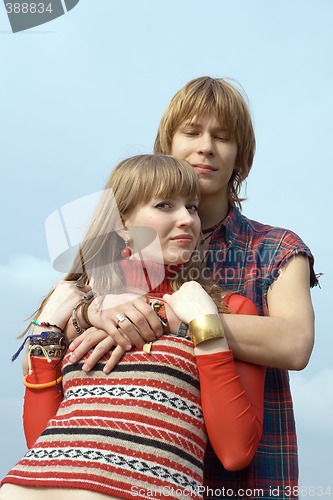 Image of Young couple - the guy and the girl outdoor 1